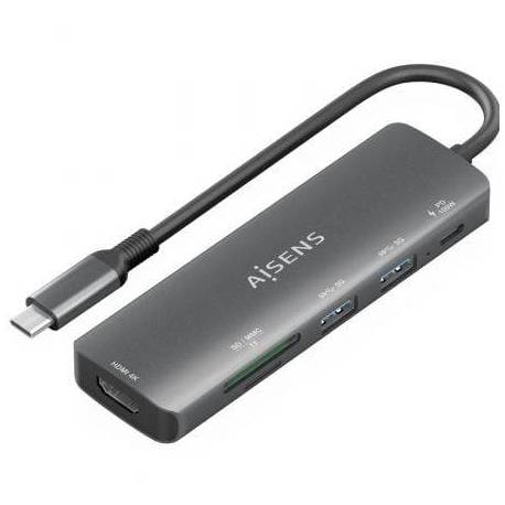 DOCKING USB TIPO-C AISENS ASUC-5P011-GR/ 1XHDMI 4K/ 2XUSB/ 1XUSB TIPO-C PD/ 1XLECTOR TARJETAS/ GRIS