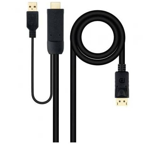 CABLE CONVERSOR NANOCABLE 10.15.4352/ HDMI MACHO - DISPLAYPORT MACHO/ 1.8M/ NEGRO