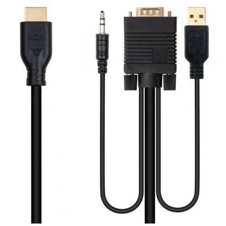 CABLE CONVERSOR NANOCABLE 10.15.4612/ HDMI MACHO - VGA MACHO/ JACK 3.5 MACHO/ USB MACHO/ 1.8M/ NEGRO