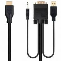 CABLE CONVERSOR NANOCABLE 10.15.4612/ HDMI MACHO - VGA MACHO/ JACK 3.5 MACHO/ USB MACHO/ 1.8M/ NEGRO