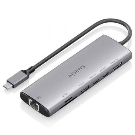 DOCKING USB TIPO-C AISENS ASUC-7P032-GR/ 1XHDMI 4K/ 1XUSB/ 2XUSB TIPO-C/ 1XRJ45/ 1XLECTOR TARJETAS/ GRIS