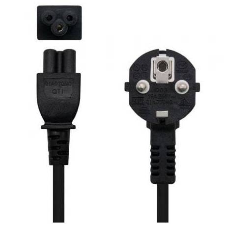 CABLE ALIMENTACIÓN TRÉBOL NANOCABLE 10.22.0302-L200/ SCHUKO MACHO - C5 HEMBRA/ 2M/ NEGRO