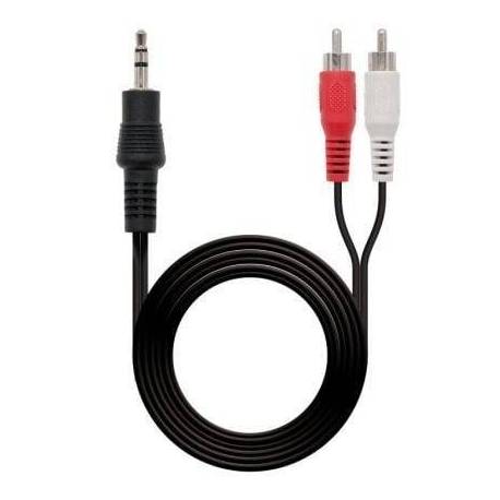 CABLE ESTÉREO NANOCABLE 10.24.0301/ JACK 3.5 MACHO - RCA MACHO/ 1.5M/ NEGRO