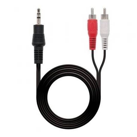CABLE ESTÉREO NANOCABLE 10.24.0305/ JACK 3.5 MACHO - 2X RCA MACHO/ 5M/ NEGRO