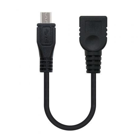 CABLE USB 2.0 NANOCABLE 10.01.3500/ MICROUSB MACHO - USB HEMBRA/ 15CM/ NEGRO