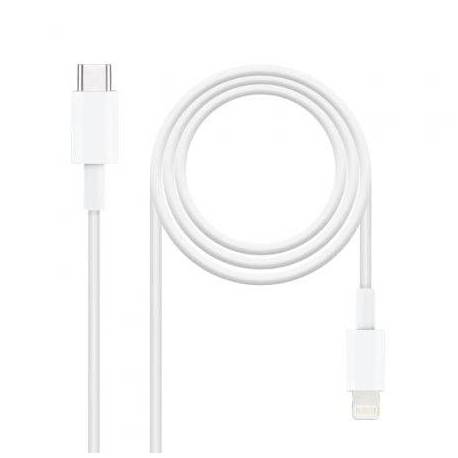 CABLE USB 2.0 TIPO-C LIGHTNING NANOCABLE 10.10.0601/ USB TIPO-C MACHO - LIGHTNING MACHO/ 1M/ BLANCO