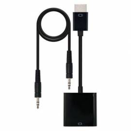 CONVERSOR NANOCABLE 10.16.2001-BK/ HDMI MACHO - VGA HEMBRA/ JACK 3.5 HEMBRA/ 10CM/ NEGRO