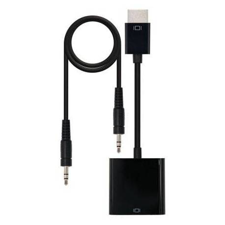 CONVERSOR NANOCABLE 10.16.2001-BK/ HDMI MACHO - VGA HEMBRA/ JACK 3.5 HEMBRA/ 10CM/ NEGRO