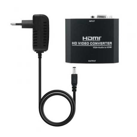 CONVERSOR NANOCABLE 10.16.2101-BK/ HDMI HEMBRA - VGA HEMBRA/ JACK 3.5 HEMBRA/ 15CM/ NEGRO