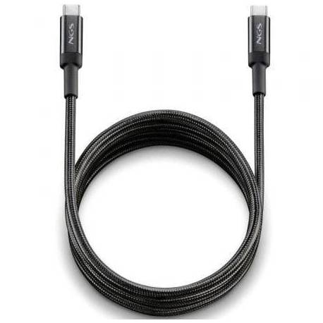 CABLE USB 2.0 TIPO-C NGS KNOT/ USB TIPO-C MACHO - USB TIPO-C MACHO/ HASTA 65W/ 480MBPS/ 2M/ NEGRO