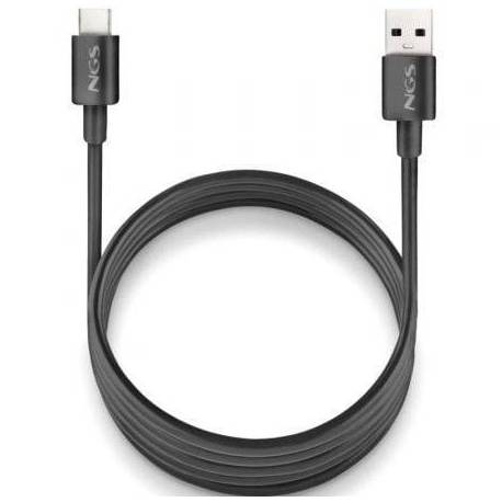 CABLE USB 2.0 NGS ZYRO-AC/ USB MACHO - USB TIPO-C MACHO/ HASTA 15W/ 480MBPS/ 1M/ NEGRO