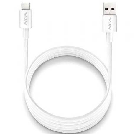 CABLE USB 2.0 NGS ZYRO-AC/ USB MACHO - USB TIPO-C MACHO/ HASTA 15W/ 480MBPS/ 1M/ BLANCO