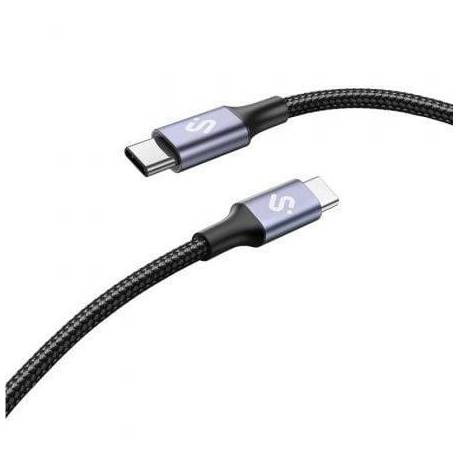 CABLE USB 2.0 TIPO-C SUBBLIM PLUS/ USB TIPO-C MACHO - USB TIPO-C MACHO/ HASTA 100W/ 480MBPS/ 1M/ NEGRO