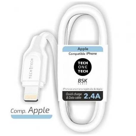 CABLE USB 2.0 LIGHTNING TECH ONE TECH TEC2902/ LIGHTNING MACHO - USB MACHO/ 1M/ BLANCO