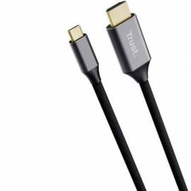 CABLE CONVERSOR HDMI 4K TRUST CALYX/ USB TIPO-C MACHO - HDMI MACHO/ 2M/ GRIS