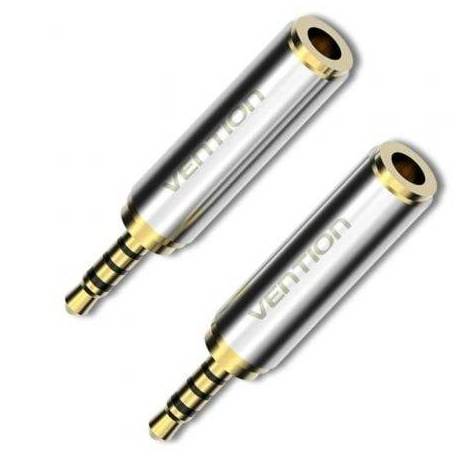 ADAPTADOR JACK VENTION VAB-S02/ JACK 2.5 MACHO - JACK 3.5 HEMBRA/ PLATA