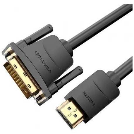 CABLE CONVERSOR VENTION ABFBJ/ DVI-D MACHO - HDMI MACHO/ 5M/ NEGRO
