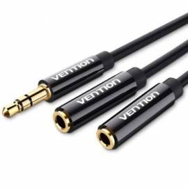 CABLE ESTÉREO VENTION BBSBY/ JACK 3.5 MACHO - 2X JACK 3.5 HEMBRA/ 30CM/ NEGRO