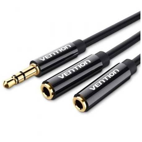 CABLE ESTÉREO VENTION BBSBY/ JACK 3.5 MACHO - 2X JACK 3.5 HEMBRA/ 30CM/ NEGRO