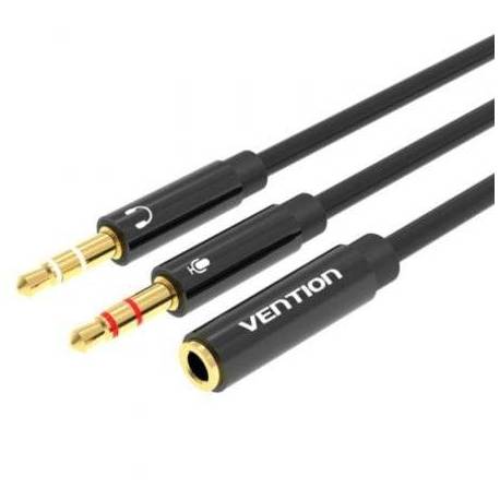 CABLE ESTÉREO VENTION BBTBY/ 2X JACK 3.5 MACHO - JACK 3.5 HEMBRA/ 30CM/ NEGRO