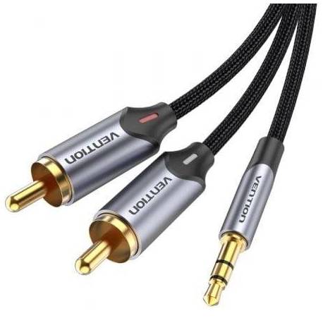 CABLE AUDIO VENTION BCNBG/ 2X RCA MACHO - JACK 3.5 MACHO/ 1.5M/ GRIS