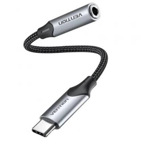 CONVERSOR VENTION BGMHF/ JACK 3.5 HEMBRA - USB TIPO-C MACHO/ 1M/ GRIS