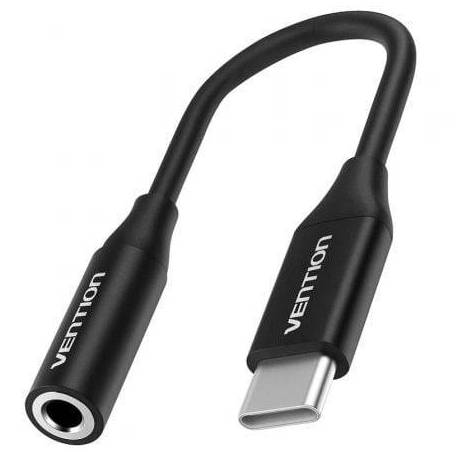 CONVERSOR VENTION BIHBA/ JACK 3.5 HEMBRA - USB TIPO-C MACHO/ 10CM/ NEGRO