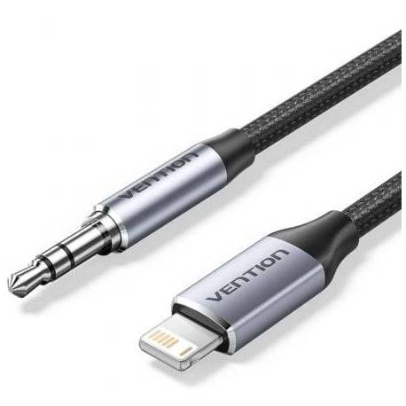 ADAPTADOR AUDIO VENTION BMCHF/ JACK 3.5 MACHO - LIGHTNING MACHO/ 1M/ GRIS