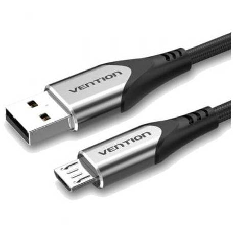 CABLE USB 2.0 VENTION COAHF/ USB MACHO - MICROUSB MACHO/ HASTA 60W/ 480MBPS/ 1M/ GRIS