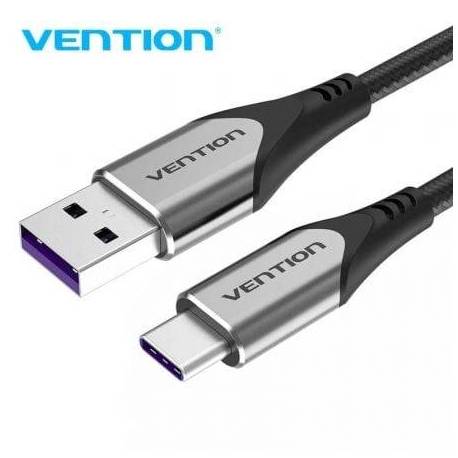 CABLE USB 2.0 TIPO-C VENTION COFHG/ USB TIPO-C MACHO - USB MACHO/ HASTA 100W/ 480MBPS/ 1.5M/ GRIS