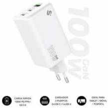 CARGADOR DE PARED GAN SUBBLIM 100W CHARGER USB C+C+A/ 2XUSB TIPO-C/ 1XUSB/ 100W
