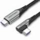CABLE USB 2.0 TIPO-C 90º VENTION TAKHF/ USB TIPO-C MACHO - USB TIPO-C MACHO/ HASTA 100W/ 480MBPS/ 1M/ GRIS