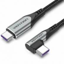 CABLE USB 2.0 TIPO-C 90º VENTION TAKHF/ USB TIPO-C MACHO - USB TIPO-C MACHO/ HASTA 100W/ 480MBPS/ 1M/ GRIS