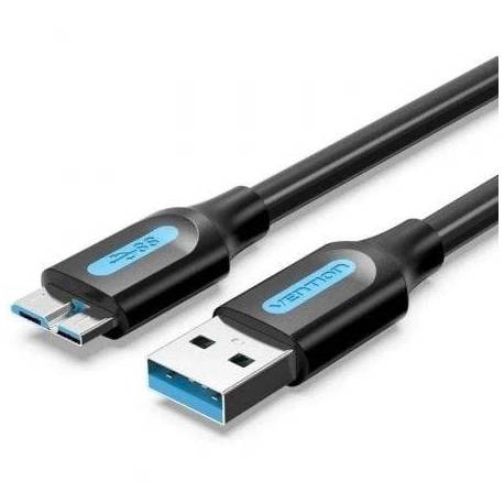 CABLE USB 3.0 VENTION COPBD/ USB MACHO - MICROUSB MACHO/ HASTA 10W/ 5GBPS/ 50CM/ NEGRO