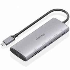 DOCKING USB TIPO-C AISENS ASUC-7P031-GR/ 1XHDMI 4K/ 1XUSB/ 2XUSB TIPO-C/ 1XLECTOR TARJETAS/ 1XUSB TIPO-C PD/ GRIS