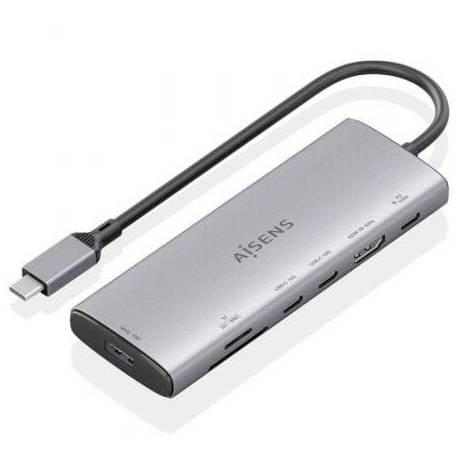 DOCKING USB TIPO-C AISENS ASUC-7P031-GR/ 1XHDMI 4K/ 1XUSB/ 2XUSB TIPO-C/ 1XLECTOR TARJETAS/ 1XUSB TIPO-C PD/ GRIS