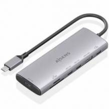 DOCKING USB TIPO-C AISENS ASUC-7P031-GR/ 1XHDMI 4K/ 1XUSB/ 2XUSB TIPO-C/ 1XLECTOR TARJETAS/ 1XUSB TIPO-C PD/ GRIS