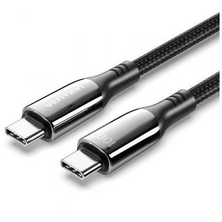 CABLE USB 2.0 TIPO-C 5A 100W VENTION CTKBAV/ USB TIPO-C MACHO - USB TIPO-C MACHO/ HASTA 100W/ 480MBPS/ 1.2M/ NEGRO