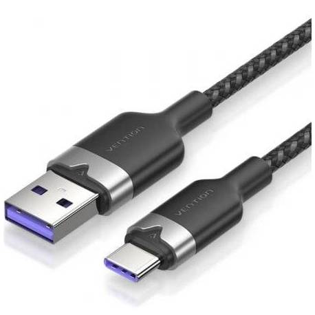 CABLE USB 2.0 TIPO-C VENTION CTOBH/ USB TIPO-C MACHO - USB MACHO/ HASTA 100W/ 480MBPS/ 2M/ NEGRO