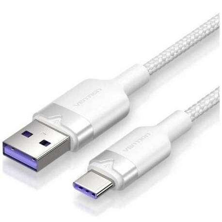 CABLE USB 2.0 TIPO-C VENTION CTOWF/ USB TIPO-C MACHO - USB MACHO/ HASTA 100W/ 480MBPS/ 2M/ BLANCO