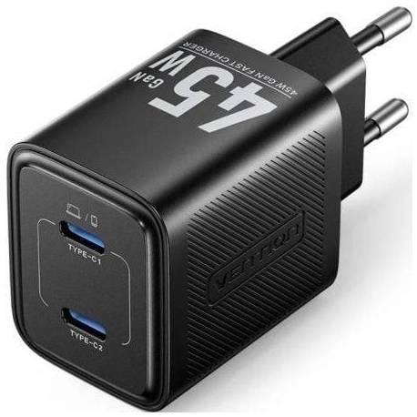 CARGADOR DE PARED GAN VENTION FEFB0-EU/ 2XUSB TIPO-C/ 45W