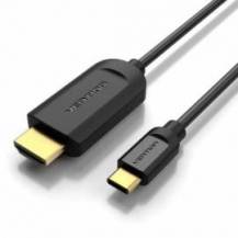CABLE CONVERSOR HDMI 1.4 4K VENTION CGUBG/ USB TIPO-C MACHO - HDMI MACHO/ 1.5M/ NEGRO