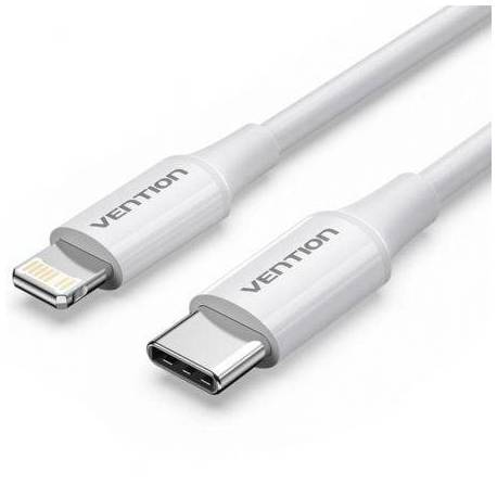 CABLE USB 2.0 TIPO-C LIGHTNING VENTION LAJWF/ USB TIPO-C MACHO - LIGHTNING MACHO/ HASTA 27W/ 480MBPS/ 1M/ BLANCO