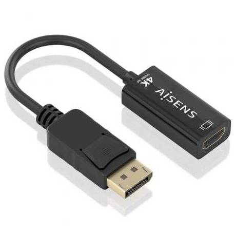 CONVERSOR AISENS A125-0905/ DISPLAYPORT MACHO - HDMI HEMBRA/ 15CM/ NEGRO