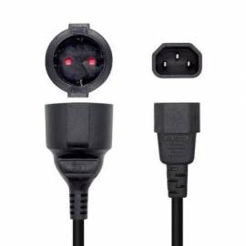 ADAPTADOR ALIMENTACIÓN AISENS A132-0467/ C14 MACHO - CEE7 HEMBRA/ 25CM/ NEGRO