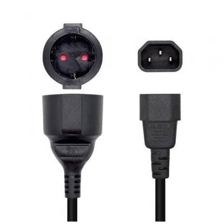 ADAPTADOR ALIMENTACIÓN AISENS A132-0467/ C14 MACHO - CEE7 HEMBRA/ 25CM/ NEGRO
