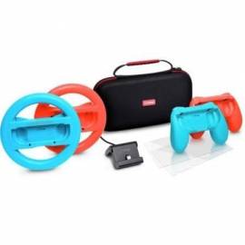 PACK GAMING TRUST GAMING GXT 1249/ ESTUCHE RÍGIDO + 2 JOY-CON + 2 VOLANTES + CRISTAL TEMPLADO PARA SWITCH + SOPORTE DE CARGA