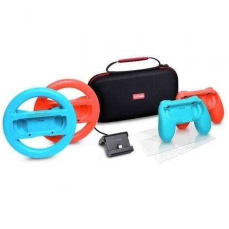PACK GAMING TRUST GAMING GXT 1249/ ESTUCHE RÍGIDO + 2 JOY-CON + 2 VOLANTES + CRISTAL TEMPLADO PARA SWITCH + SOPORTE DE CARGA