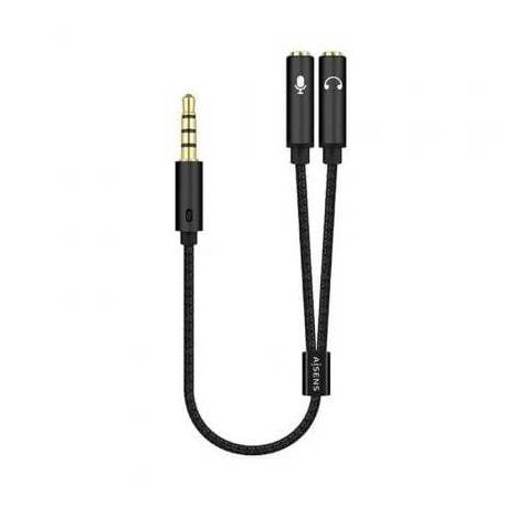 CABLE ESTÉREO AISENS A128-0416/ JACK 3.5 MACHO - 2X JACK 3.5 HEMBRA/ 25CM/ NEGRO