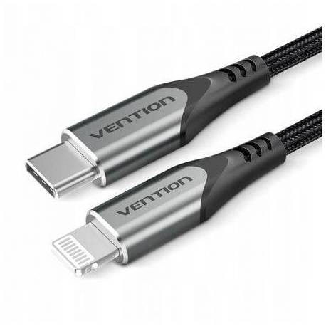 CABLE USB 2.0 TIPO-C LIGHTNING VENTION TACHF/ USB TIPO-C MACHO - LIGHTNING MACHO/ 480MBPS/ 1M/ GRIS